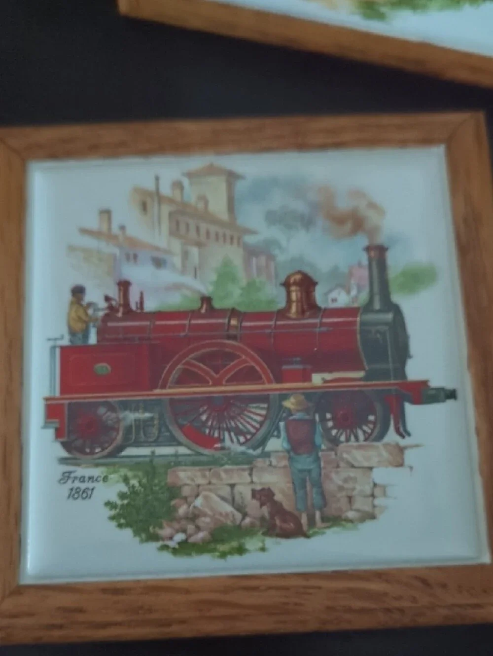 Vintage Train Tile Coasters set of 4